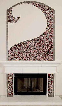 Click for larger image of mosaic fireplace