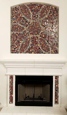 Click for larger image of mosaic fireplace